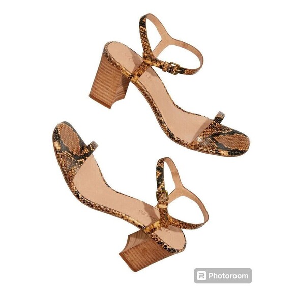 Madewell Shoes - Madewell The Hollie Ankle Strap Snake Embossed Leather Sandals‎ Women's Size 9.5